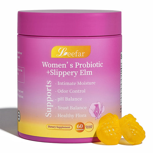 LeeFar Her Juicy Feminine Probiotics Gummies with Slippery Elm — 60 Hawaiian pineapple gummies